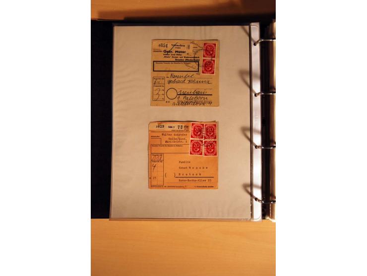 1951, POSTHORN, umfangreiche Sammlung mit einigen hundert Briefen, Karten und Paketkarten in 6 Ordnern inkl. 1 Band Ganzsache