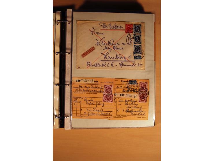 1951, POSTHORN, umfangreiche Sammlung mit einigen hundert Briefen, Karten und Paketkarten in 6 Ordnern inkl. 1 Band Ganzsache