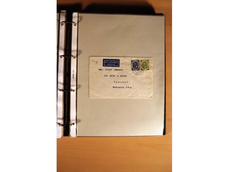 1951, POSTHORN, umfangreiche Sammlung mit einigen hundert Briefen, Karten und Paketkarten in 6 Ordnern inkl. 1 Band Ganzsache