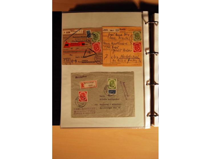 1951, POSTHORN, umfangreiche Sammlung mit einigen hundert Briefen, Karten und Paketkarten in 6 Ordnern inkl. 1 Band Ganzsache