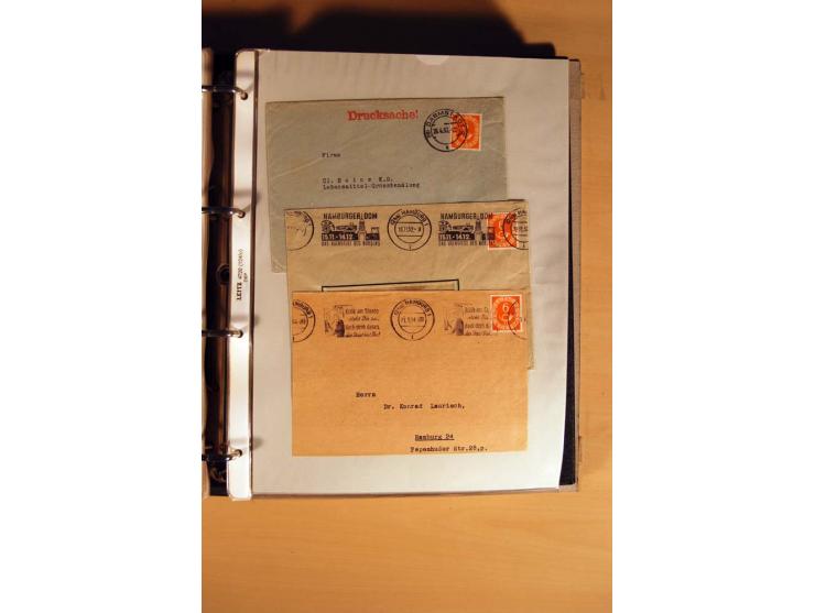 1951, POSTHORN, umfangreiche Sammlung mit einigen hundert Briefen, Karten und Paketkarten in 6 Ordnern inkl. 1 Band Ganzsache