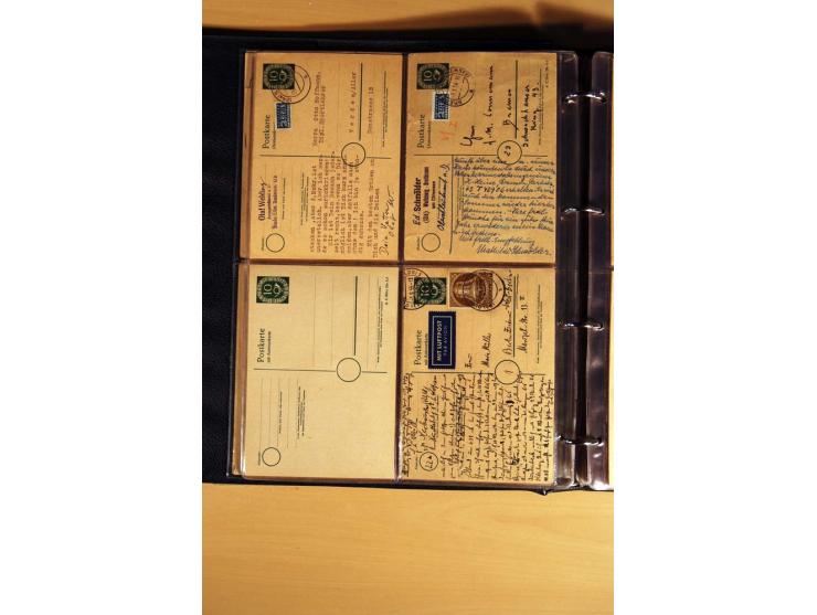1951, POSTHORN, umfangreiche Sammlung mit einigen hundert Briefen, Karten und Paketkarten in 6 Ordnern inkl. 1 Band Ganzsache