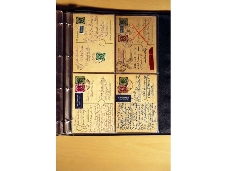 1951, POSTHORN, umfangreiche Sammlung mit einigen hundert Briefen, Karten und Paketkarten in 6 Ordnern inkl. 1 Band Ganzsache