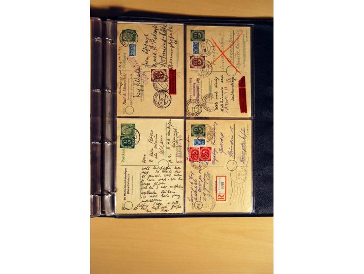 1951, POSTHORN, umfangreiche Sammlung mit einigen hundert Briefen, Karten und Paketkarten in 6 Ordnern inkl. 1 Band Ganzsache