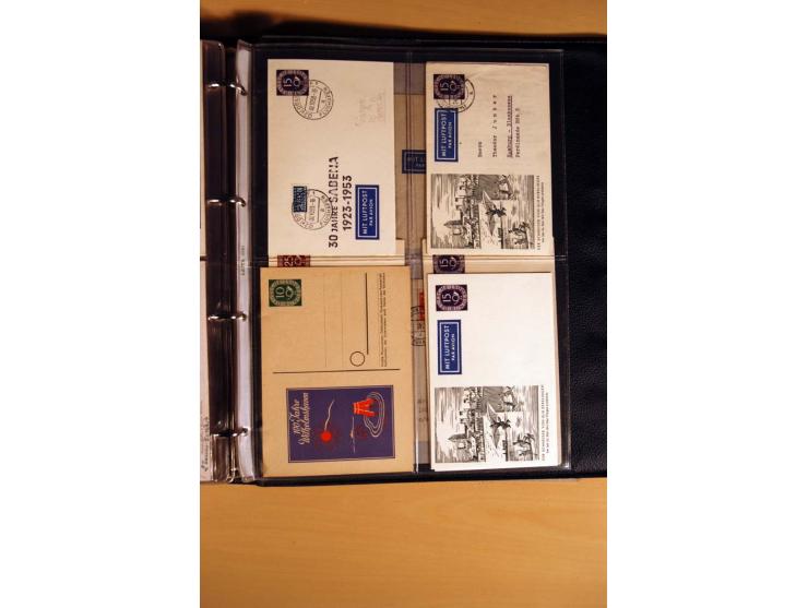 1951, POSTHORN, umfangreiche Sammlung mit einigen hundert Briefen, Karten und Paketkarten in 6 Ordnern inkl. 1 Band Ganzsache