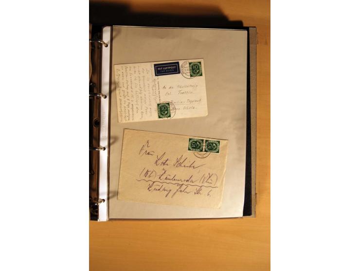 1951, POSTHORN, umfangreiche Sammlung mit einigen hundert Briefen, Karten und Paketkarten in 6 Ordnern inkl. 1 Band Ganzsache