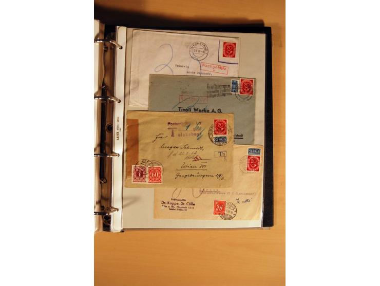 1951, POSTHORN, umfangreiche Sammlung mit einigen hundert Briefen, Karten und Paketkarten in 6 Ordnern inkl. 1 Band Ganzsache