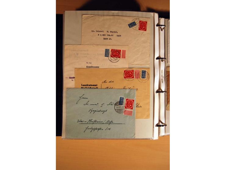 1951, POSTHORN, umfangreiche Sammlung mit einigen hundert Briefen, Karten und Paketkarten in 6 Ordnern inkl. 1 Band Ganzsache