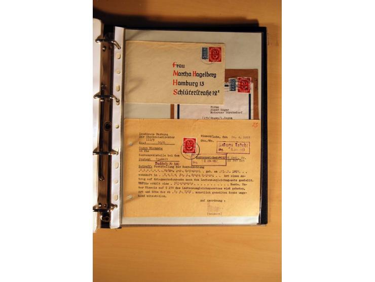 1951, POSTHORN, umfangreiche Sammlung mit einigen hundert Briefen, Karten und Paketkarten in 6 Ordnern inkl. 1 Band Ganzsache