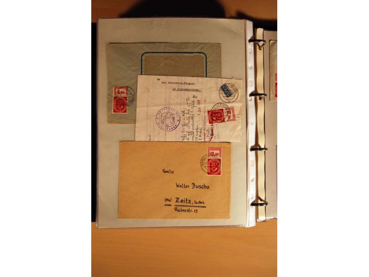 1951, POSTHORN, umfangreiche Sammlung mit einigen hundert Briefen, Karten und Paketkarten in 6 Ordnern inkl. 1 Band Ganzsache