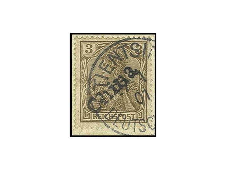 1900, Handstempelaufdrucke: 3 Pfg. mit Stempel "TIENTSIN 25.1.01" auf kleinem Briefstück, Pracht, u.a. sign. Bothe sowie Foto