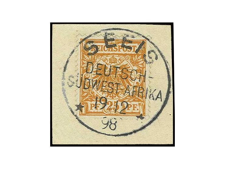 Vorläufer: 25 Pfg. gelborange mit klarem vollem Stempel "SEEIS 19/12 98" (Dr. Steuer +30%) auf Briefstück, Kabinett (Dr. Steu