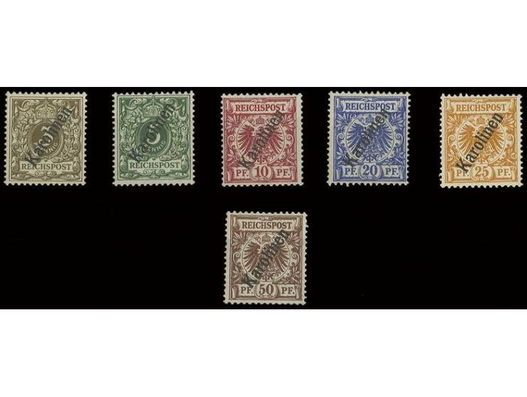 1900, Steilaufdruck 3-50 Pfg. kpl., ungebraucht, Pracht, sign. Jäschke-L. BPP