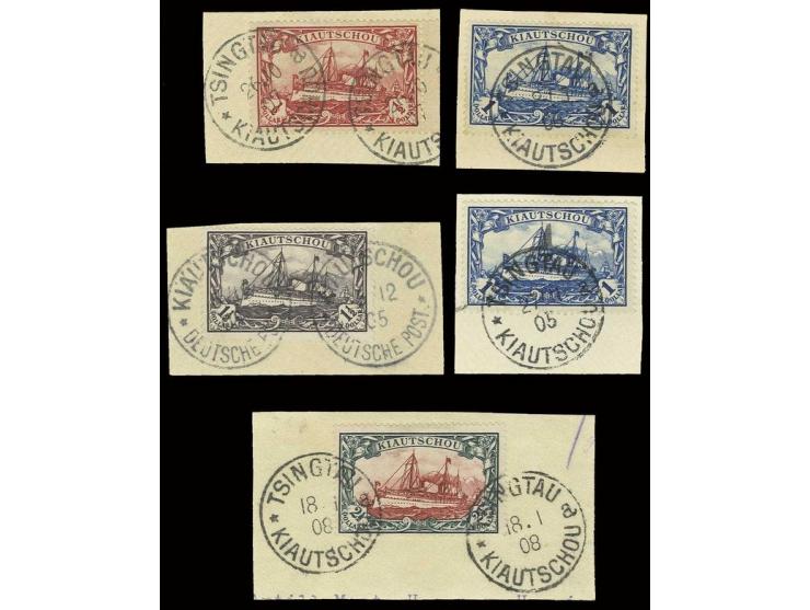 1905, ohne Wasserzeichen: ½-2½ $ kpl. mit 1 $ in beiden Zähnungen und 2½ $ In Zähnung A , jeweils sauber gestempelt "TSINGTAU