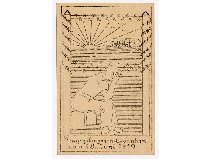 BANDO: 1917/19, 4 gebrauchte farbige Ansichtskarten (u.a. zur Ausstellung für Bildkunst...) mit diversen Lager- und Leitstemp