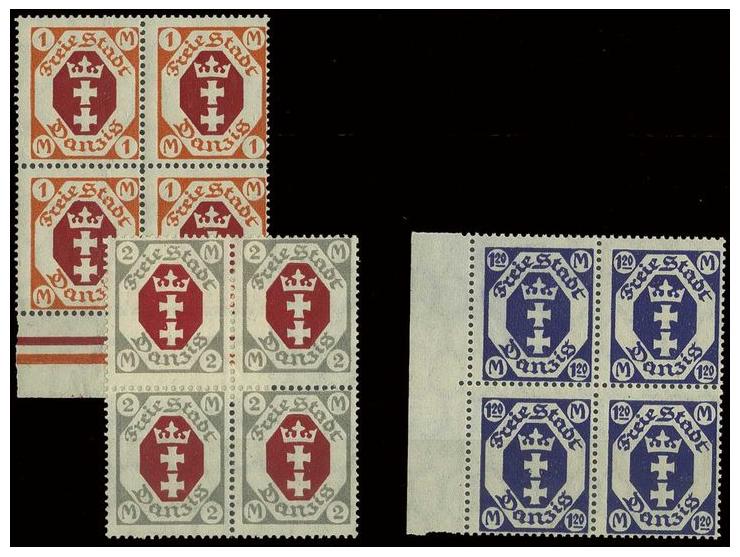 1-2 M. ohne Rosettenunterdruck in Viererblocks, postfrisch, Pracht, sign. Gruber BPP