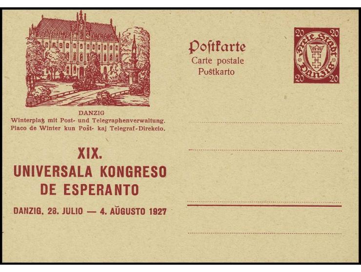 GANZSACHEN: Bildpostkarten Esperanto-Kongress 10 und 20 Pfg., jeweils 11 verschiedene kpl., ungebraucht, dazu eine 10 Pfg. Ka