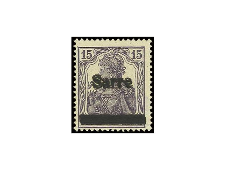 15 Pfg. grauviolett mit doppeltem Aufdruck der Abart "N", postfrisch, Pracht, sign. ArGe Saar und Fotoattest Ney BPP (Mi. 1.7