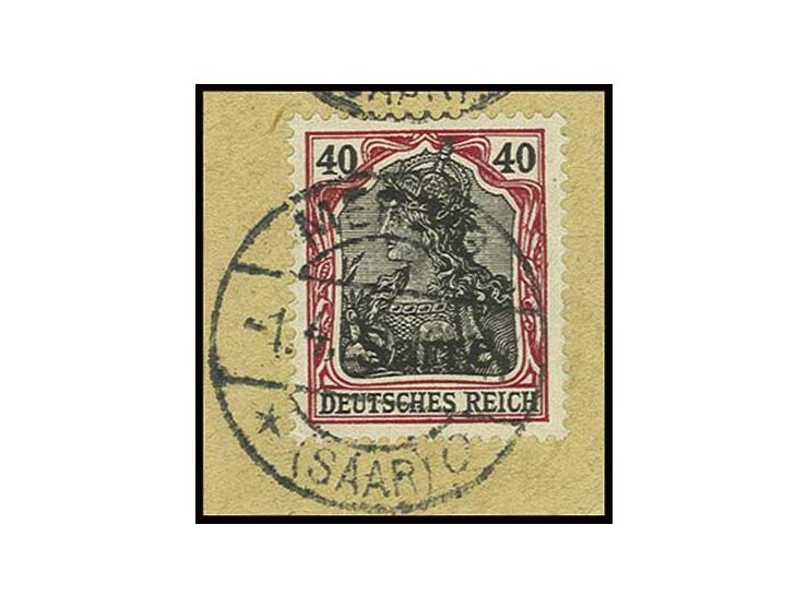 40 Pfg. mit Aufdruckabart "nur Schrift", mit Stempel "MERZIG 1.4.20" auf Briefstück, Pracht, Fotoattest Ney BPP (Mi. nicht ge