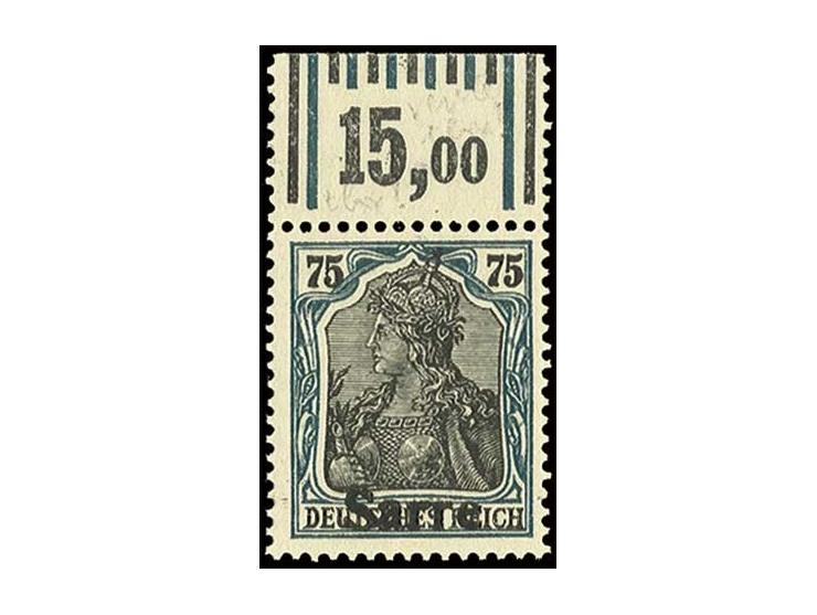 75 Pfg., Oberrandstück mit Aufdruckabart  "nur Schrift", postfrisch, Kabinett, Fotoattest Ney BPP (Mi. 800,-)