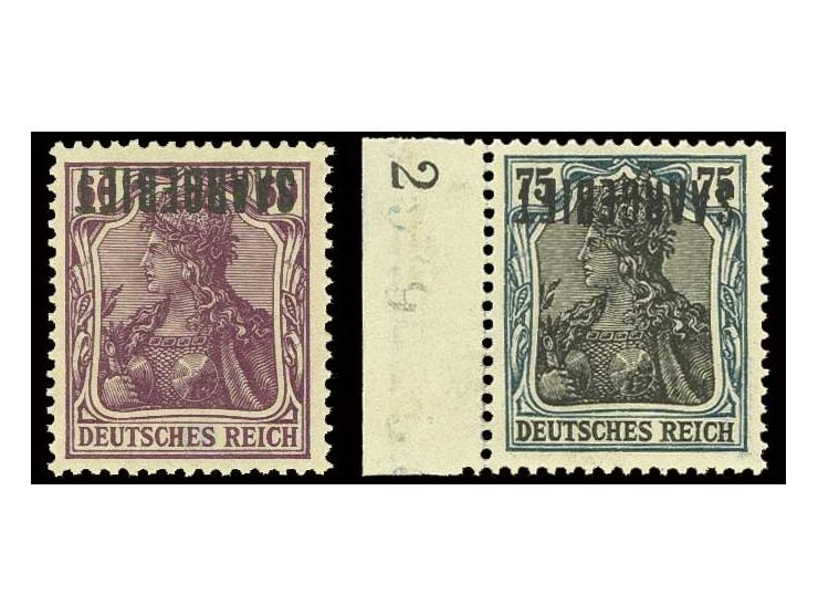 60 Pfg. und 75 Pfg. mit kopfstehendem Aufdruck, postfrisch, sign. Dr. Dub bzw. Burger BPP (Mi. 480,-)