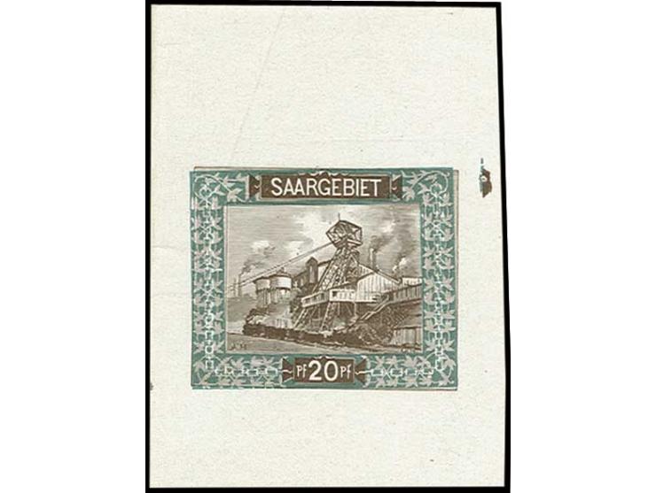 20 Pfg., Probedruck in Farben der verausgabten 30 Pfg., Einzelabzug auf ungummiertem Kreidepapier im Blockformat, sign. Hoffm