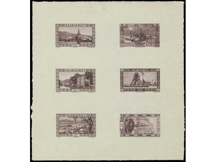 1926, Landschaften, Probedruck-Kleinbogen mit 6 Werten ex 15 C.- 1,50 Fr. in schwärzlichlila, postfrisch