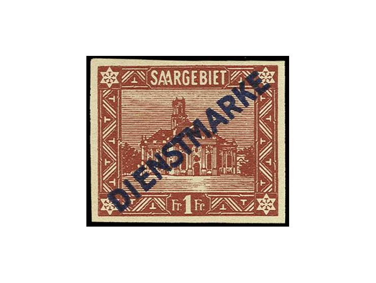 1 Fr. mit Aufdruck in Type I, ungezähnt, postfrisch mit geringen Farbanhaftungen, selten