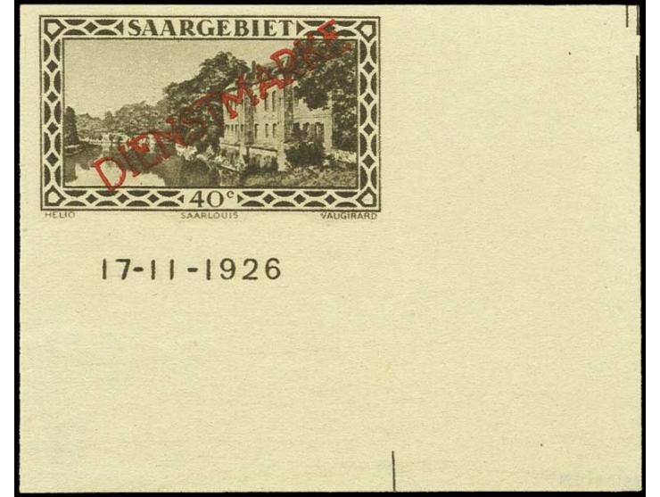 1927, 40 C., ungezähnte rechte untere Bogenecke mit Druckdatum, postfrisch, Pracht, im Rand sign. Hoffmann BPP