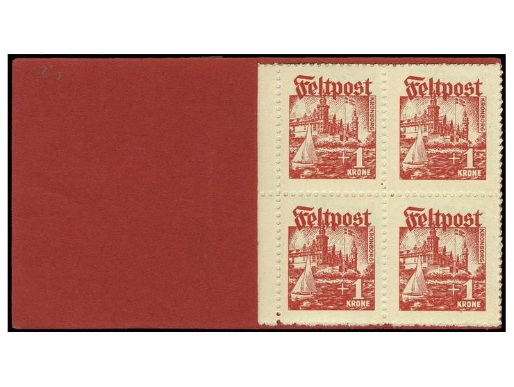 25 Ø - 1 Kr. jeweils im 4er-Block im Markenheftchen, Deckel mit leichten Gebrauchsspuren, Marken einwandfrei postfrisch, selt