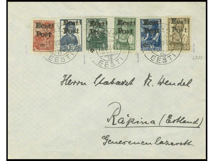 5-50 K. mit Stempel "ELVA 12 VIII 41" auf beschriftetem Umschlag, Pracht, sign. Keiler BPP