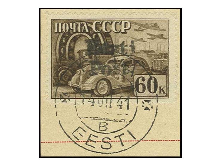 Kugellagerfabrik 60 K. mit sauberem Stempel "ELVA 14 VII 41" auf kleinem Briefstück, Kabinett, bisher sind lediglich 6 Stück 