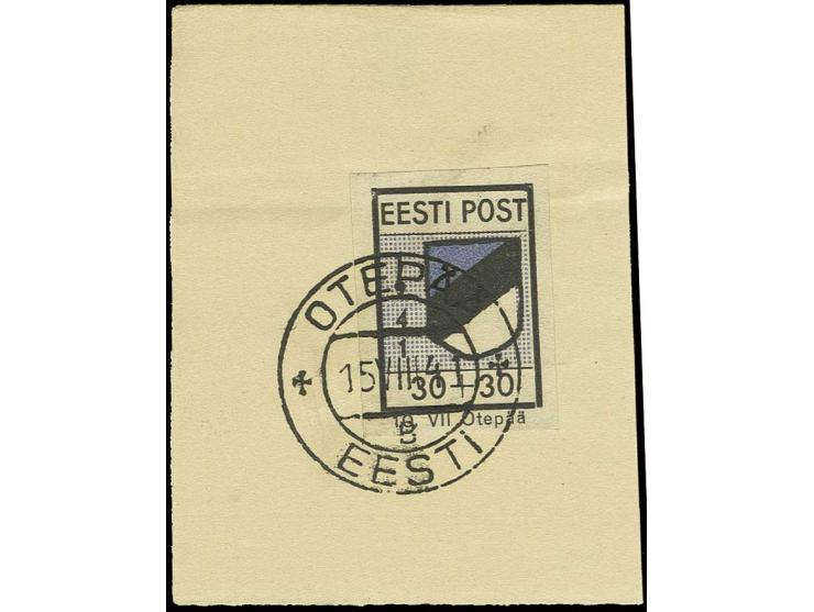 30 K. mit Stempel "OTEPÄÄ 15 VIII 41" auf Briefstück, Kabinett, Fotoattest Krischke