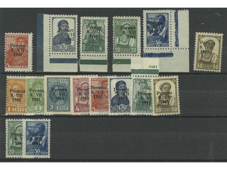 1941, 5-50 K. Type I kpl., postfrisch, sign. Pickenpack, dazu 1-50 K. in Type II, postfrisch bzw. etwas ungebraucht, dabei 3 