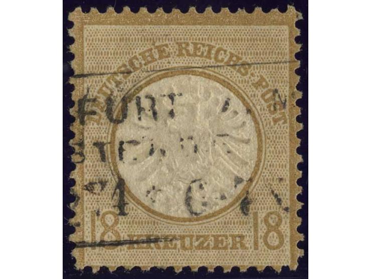 18 Kr. ockerbraun mit Ra3 "FRANKFURT A.M. WESTENDE 12 74", sauber gestempelt, unten etwas uneben gezähnt, Fotoattest Brugger 