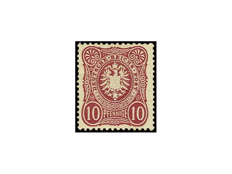 10 Pfge. lebhaftbraurot ("blutrot"), farbfrisch und für diese Ausgabe normal gezähnt, rückseitig mit dünner Stelle und gering