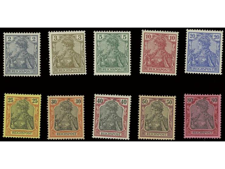 2-80 Pfg. kpl., 2 Pfg. ungebraucht, sonst postfrisch und Kabinett (Mi. 850,-)