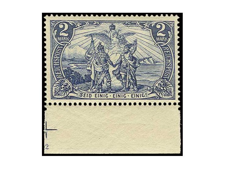 2 M. in Type I, Unterrandstück mit Teil des Passerkreuzes und der Formnummer, postfrisch, Kabinett (Mi. 600,-)