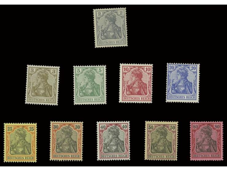 2-80 Pfg. kpl., postfrisch (2 Pfg. kleine Haftstelle), 50 Pfg. rechts oben leichter Eckzahnbug, sonst tadellos (Mi. 2.500,-)
