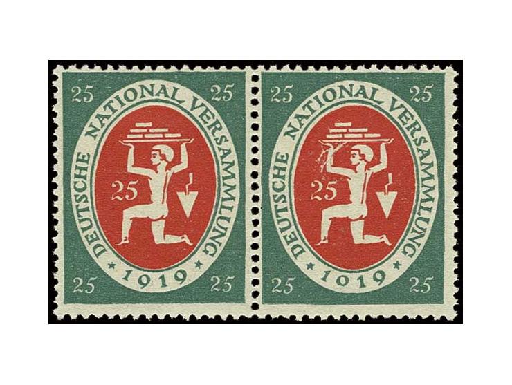 25 Pfg. mit Plattenfehler "1019" im waagerechten Paar mit Normalmarke, postfrisch, Kabinett (Mi. 300,-)