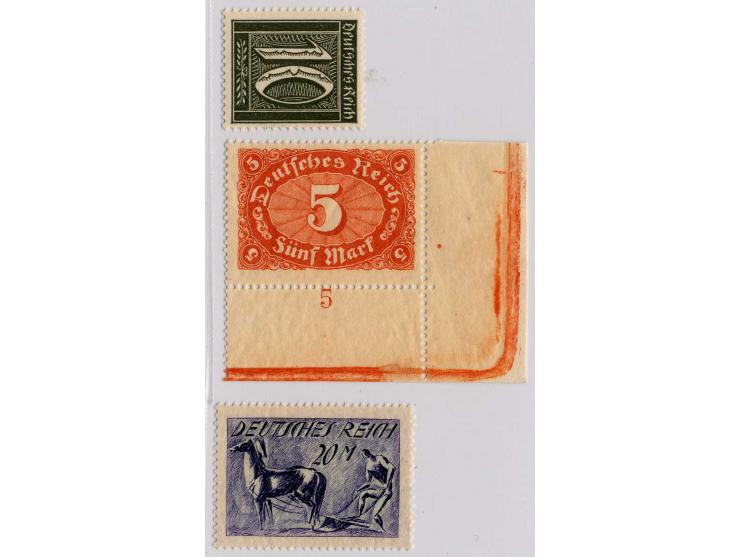 Arbeiter und Ziffern mit Wz. Rauten: 10 Pfg. schwarzoliv, 5 M. braunorange und 20 M. schwarzviolettblau, postfrisch, 5 M. rec