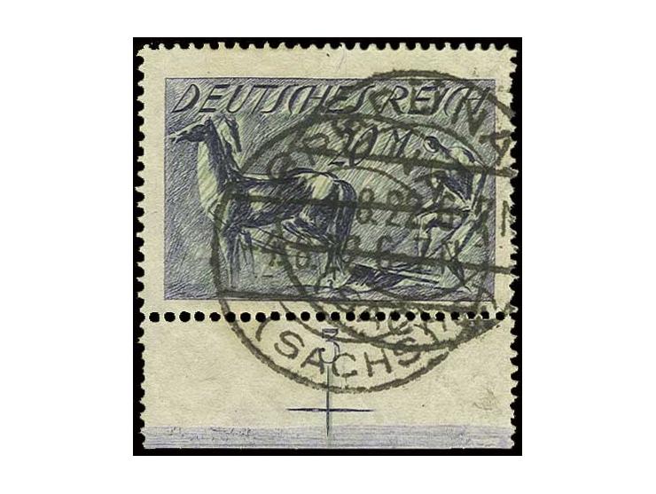 dito, Unterrandstück mit Stempel "GRÜNA 4.8.22", bis auf einen unwesentlich verkürzten Zahn oben rechts in sehr guter Erhaltu