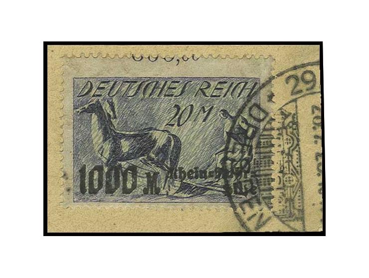 20 M. mit kopfstehendem Unterdruck mit Sonderstempel auf Briefstück, Pracht, Fotoattest Weinbuch BPP