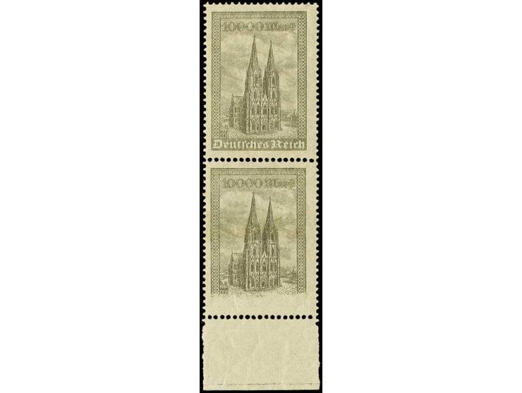 Kölner Dom 10000 M. senkrechtes Unterrandpaar, dabei die untere Marke mit starkem Druckausfall und dadurch ohne Inschrift "De