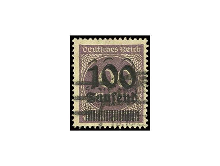 100 Tsd. auf 100 M. grauviolett mit doppeltem Aufdruck, sauber gestempelt, Pracht, Fotoattest Winkler BPP