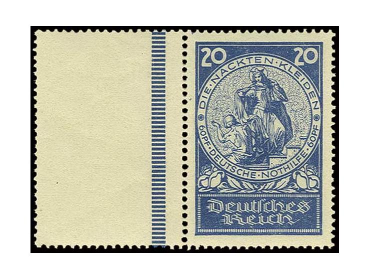 20 Pfg. mit durchgezähntem Leerfeld links, außerordentlich selten, Pracht, Fotobefund H.-D. Schlegel BPP
