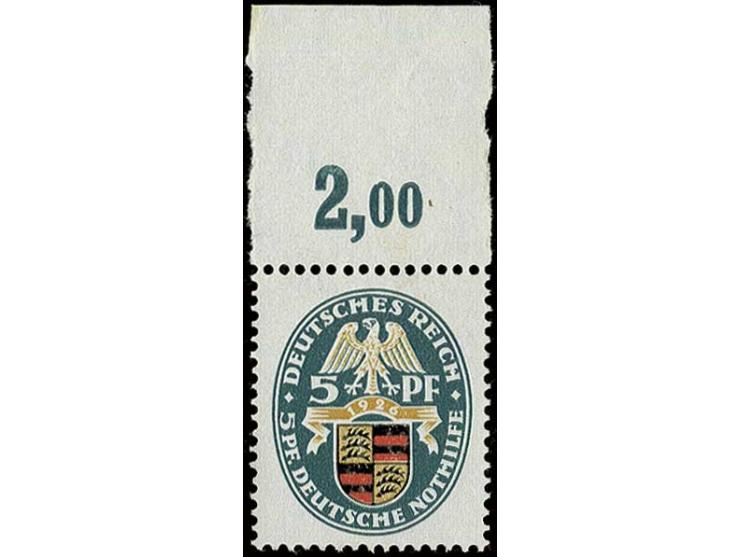 Nothilfe mit Wz. stehend: 5 Pfg., Oberrandstück, postfrisch, im Oberrand mit Falzrest, Kabinett, unsigniert mit Fotoattest D.