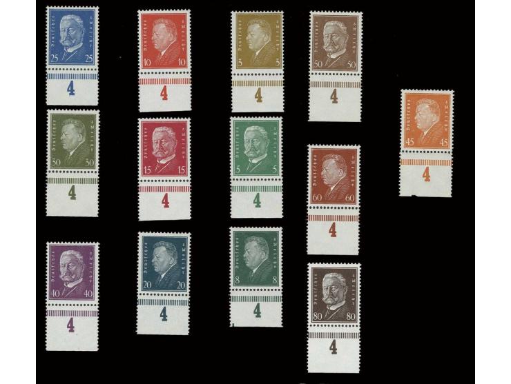 1928, Reichspräsidenten 3-80 Pfg. kpl., alles Unterrandstücke, postfrisch, Kabinett, Fotoattest Schlegel BPP
