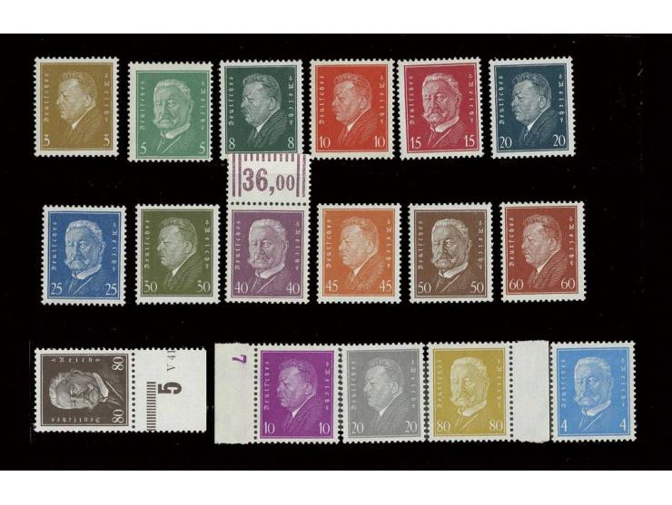 3-80 Pfg. inkl. Ergänzungswerte 1930 und 1931 kpl., teils Randstücke, postfrisch, Kabinett, teils sign. Schlegel BPP (Mi.-Nr.
