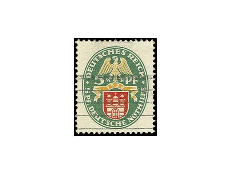 Nothilfe 5 Pfg. mit Wz. liegend, entwertet mit Strichstempel, rechts ein kurzer Zahn (Mi. 3.400,-)